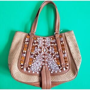 Rare Cole Haan Jeweled Leather Tote